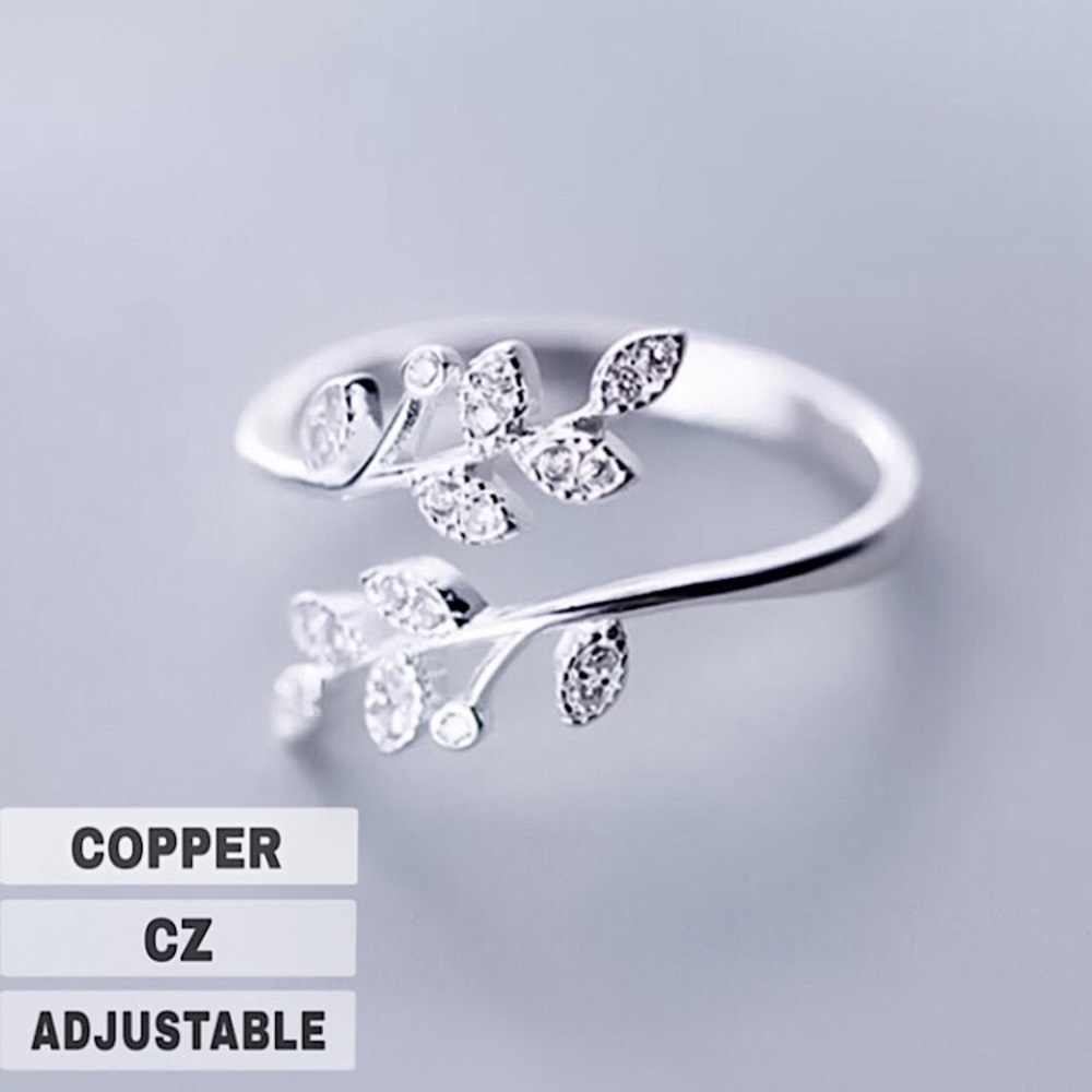 ⚜️𝟯𝟬%𝗢𝗙𝗙 𝗯𝘂𝗻𝗱𝗹𝗲𝘀 𝟯+⚜️ NEW CZ Leaf Delicate Adjustable Ring